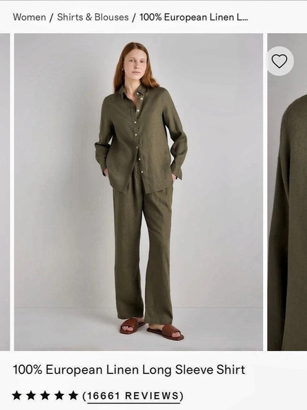 Quince 100% European Linen Long Sleeve Shirt & Wide Leg Pant Set